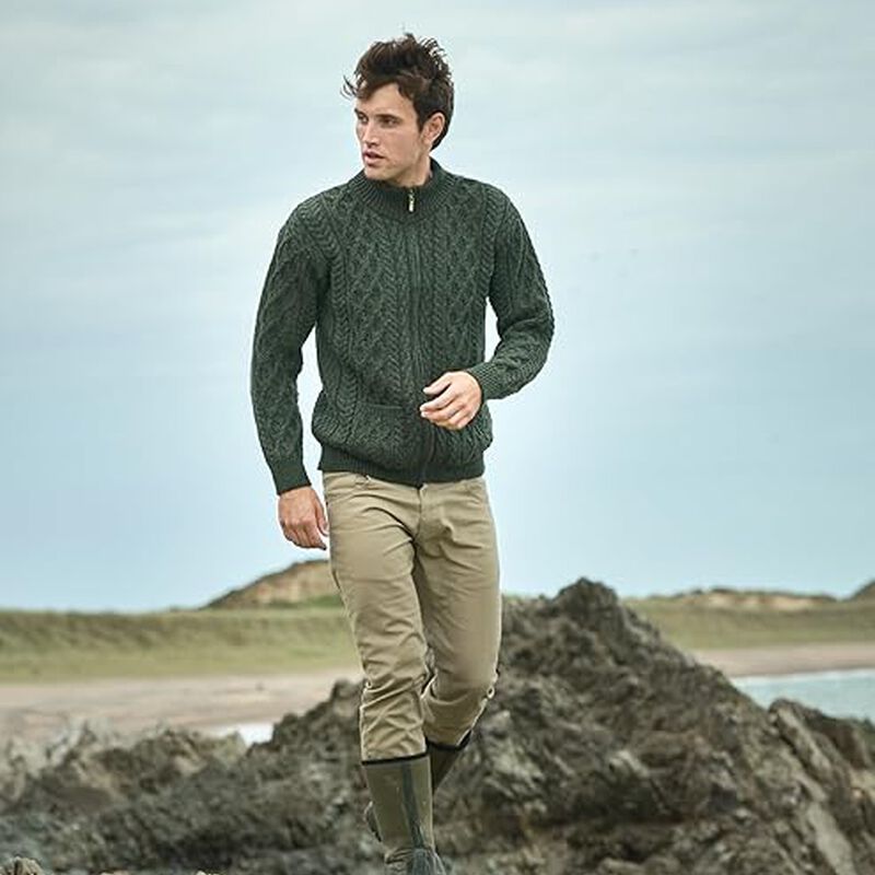 Men's Aran Full Zip Cardigan